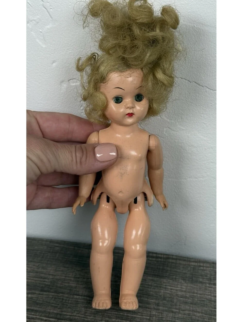 Vintage 8.5 Inch Sleepy Eye Hard Plastic Doll Blonde Ginny Walker Style